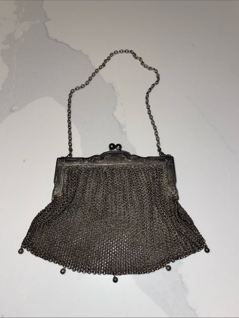 Vintage German Silver Mesh Art Deco Flapper 20s chain purse